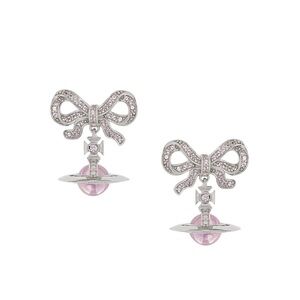 Vivienne Westwood Octavie Bow Orb Earrings Silver Pink